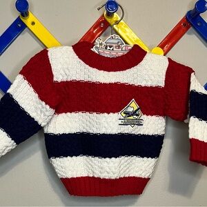 Size 3-6 Months Vintage Baby Togs Paper Tag Airplane Knit Sweater Aerotour